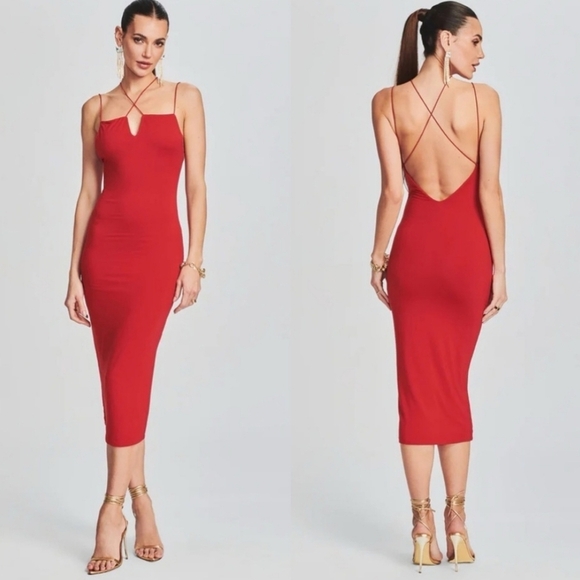 SER.O.YA Revolve Red Sexy Brogan Midi Bodycon Dress S NWT - Picture 3 of 10